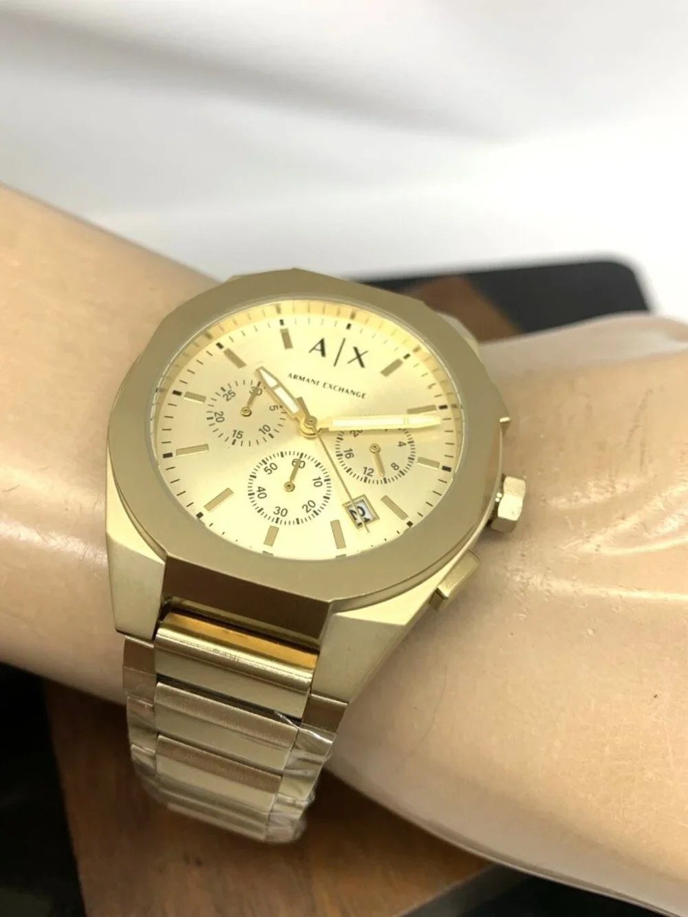 Armani Exchange Men's Watch AX4192 Quartz Chronograph Gold Dial Stainless Steel